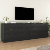 Modern 6 - Drawer Black Particle Board Storage Dresser - Serenova - Omega Lifestyles