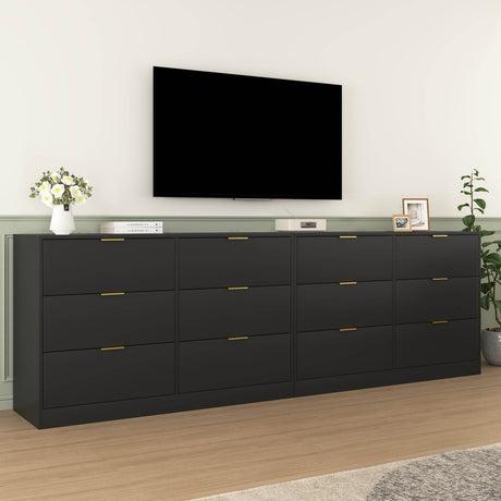 Modern 6 - Drawer Black Particle Board Storage Dresser - Serenova - Omega Lifestyles
