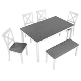 Modern 6-Piece Grey White Wooden Dining Table Set - Omega Lifestyles