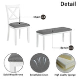 Modern 6-Piece Grey White Wooden Dining Table Set - Omega Lifestyles