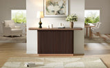 Modern Ash Veneer Pedestal Console Table With Metal Accents - Omega Lifestyles