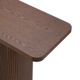 Modern Ash Veneer Pedestal Console Table With Metal Accents - Omega Lifestyles