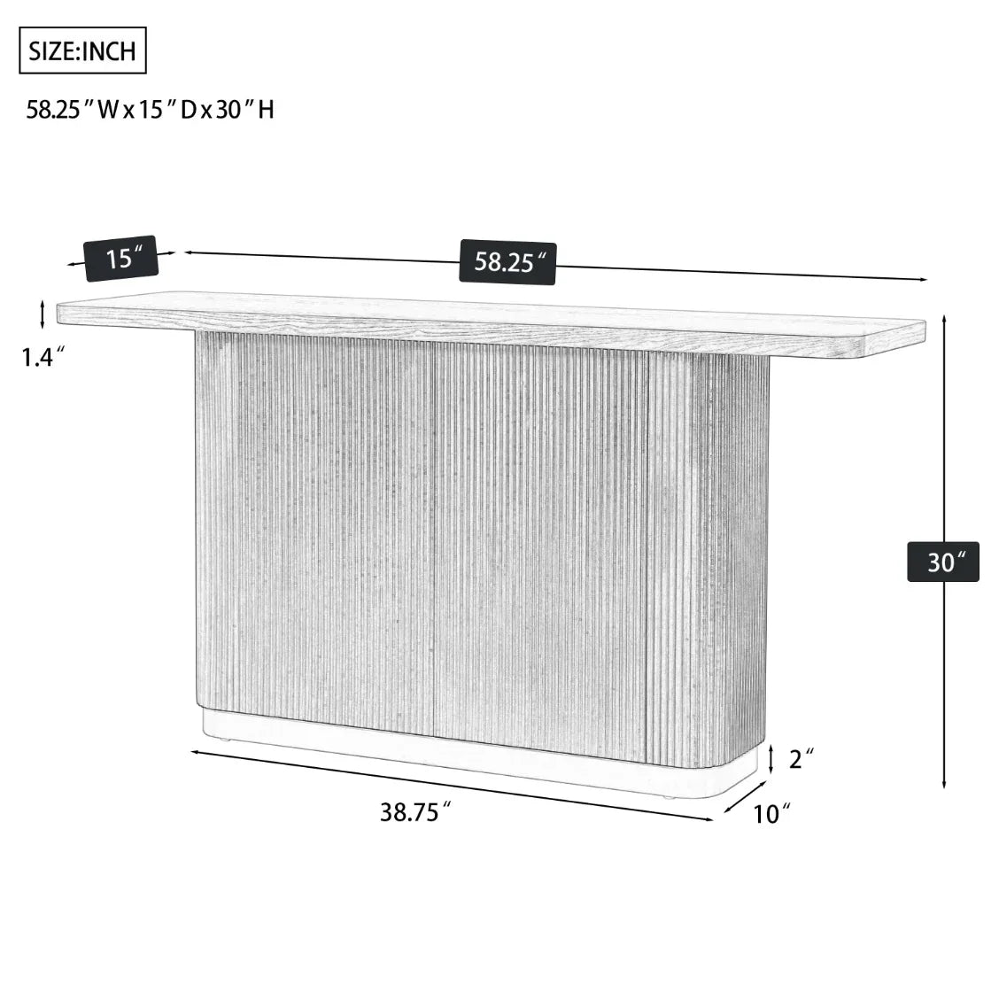 Modern Ash Veneer Pedestal Console Table With Metal Accents - Omega Lifestyles