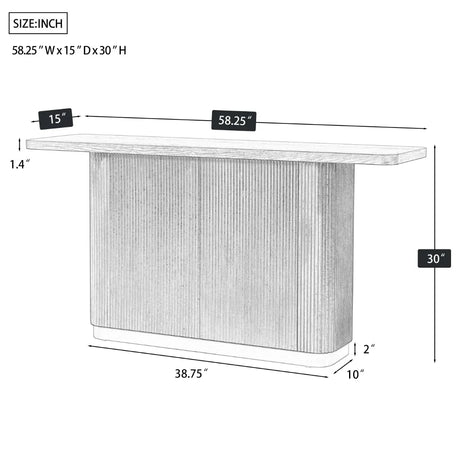 Modern Ash Veneer Pedestal Console Table With Metal Accents - Omega Lifestyles