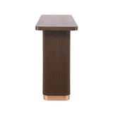 Modern Ash Veneer Pedestal Console Table With Metal Accents - Omega Lifestyles