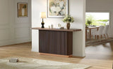 Modern Ash Veneer Pedestal Console Table With Metal Accents - Omega Lifestyles