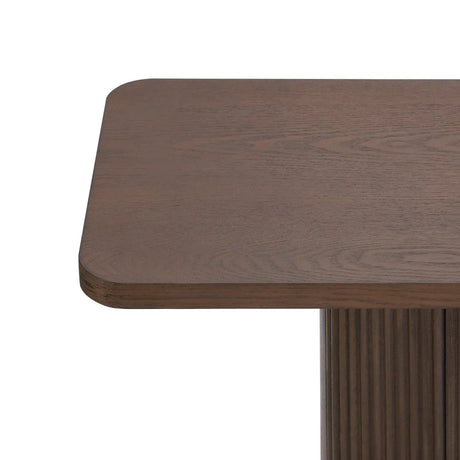 Modern Ash Veneer Pedestal Console Table With Metal Accents - Omega Lifestyles