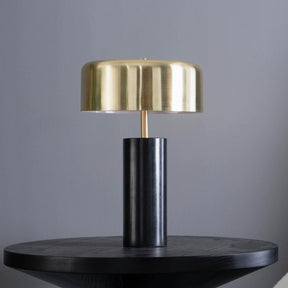 Modern Black Marble Base Drum Shade Table Lamp - Omega Lifestyles