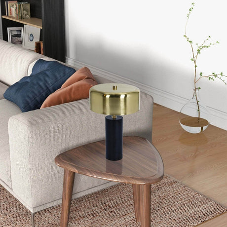 Modern Black Marble Base Drum Shade Table Lamp - Sleep Galleria