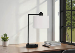Modern Black Metal Table Lamp With Usb Port - Omega Lifestyles