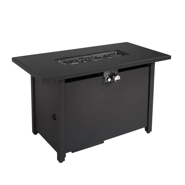 Modern Black Steel Stainless Steel Fire Pit Table - Omega Lifestyles