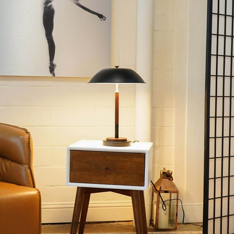 Modern Black Umbrella-Shaped Metal Table Lamp - Sleep Galleria