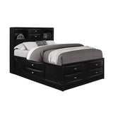 Modern Black Wood Bookcase King Bed Frame With Storage Drawers - Serenova - Omega Lifestyles