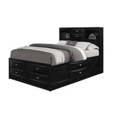 Modern Black Wood Bookcase King Bed Frame With Storage Drawers - Serenova - Omega Lifestyles