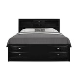 Modern Black Wood Bookcase King Bed Frame With Storage Drawers - Serenova - Omega Lifestyles