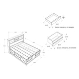 Modern Black Wood Bookcase King Bed Frame With Storage Drawers - Serenova - Omega Lifestyles