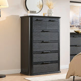 Modern Black Woodgrain 6-Drawer Dresser Storage Cabinet - Omega Lifestyles
