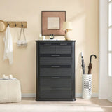 Modern Black Woodgrain 6-Drawer Dresser Storage Cabinet - Omega Lifestyles