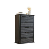Modern Black Woodgrain 6-Drawer Dresser Storage Cabinet - Omega Lifestyles