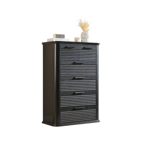 Modern Black Woodgrain 6-Drawer Dresser Storage Cabinet - Omega Lifestyles