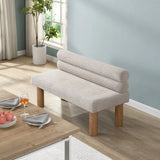 Modern Boucle Fabric Upholstered Dining Bench With Rubber Wood Legs - Omega Lifestyles