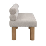 Modern Boucle Fabric Upholstered Dining Bench With Rubber Wood Legs - Omega Lifestyles