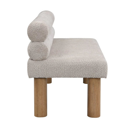 Modern Boucle Fabric Upholstered Dining Bench With Rubber Wood Legs - Omega Lifestyles