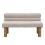 Modern Boucle Fabric Upholstered Dining Bench With Rubber Wood Legs - Omega Lifestyles