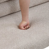 Modern Boucle Fabric Upholstered Dining Bench With Rubber Wood Legs - Omega Lifestyles