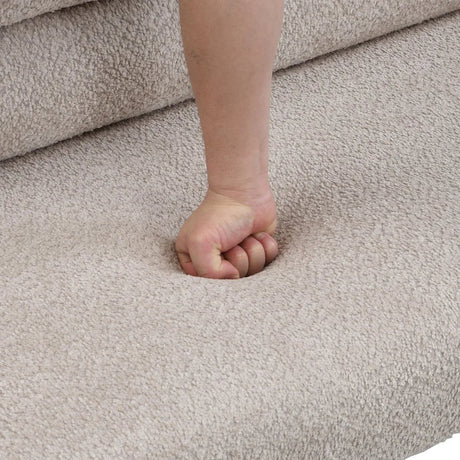 Modern Boucle Fabric Upholstered Dining Bench With Rubber Wood Legs - Omega Lifestyles