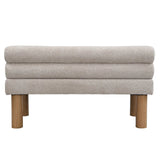 Modern Boucle Fabric Upholstered Dining Bench With Rubber Wood Legs - Omega Lifestyles