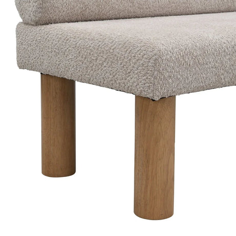 Modern Boucle Fabric Upholstered Dining Bench With Rubber Wood Legs - Omega Lifestyles