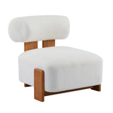 Modern Boucle Lounge Chair With Solid Wood Frame - Omega Lifestyles