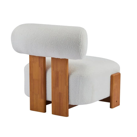 Modern Boucle Lounge Chair With Solid Wood Frame - Omega Lifestyles