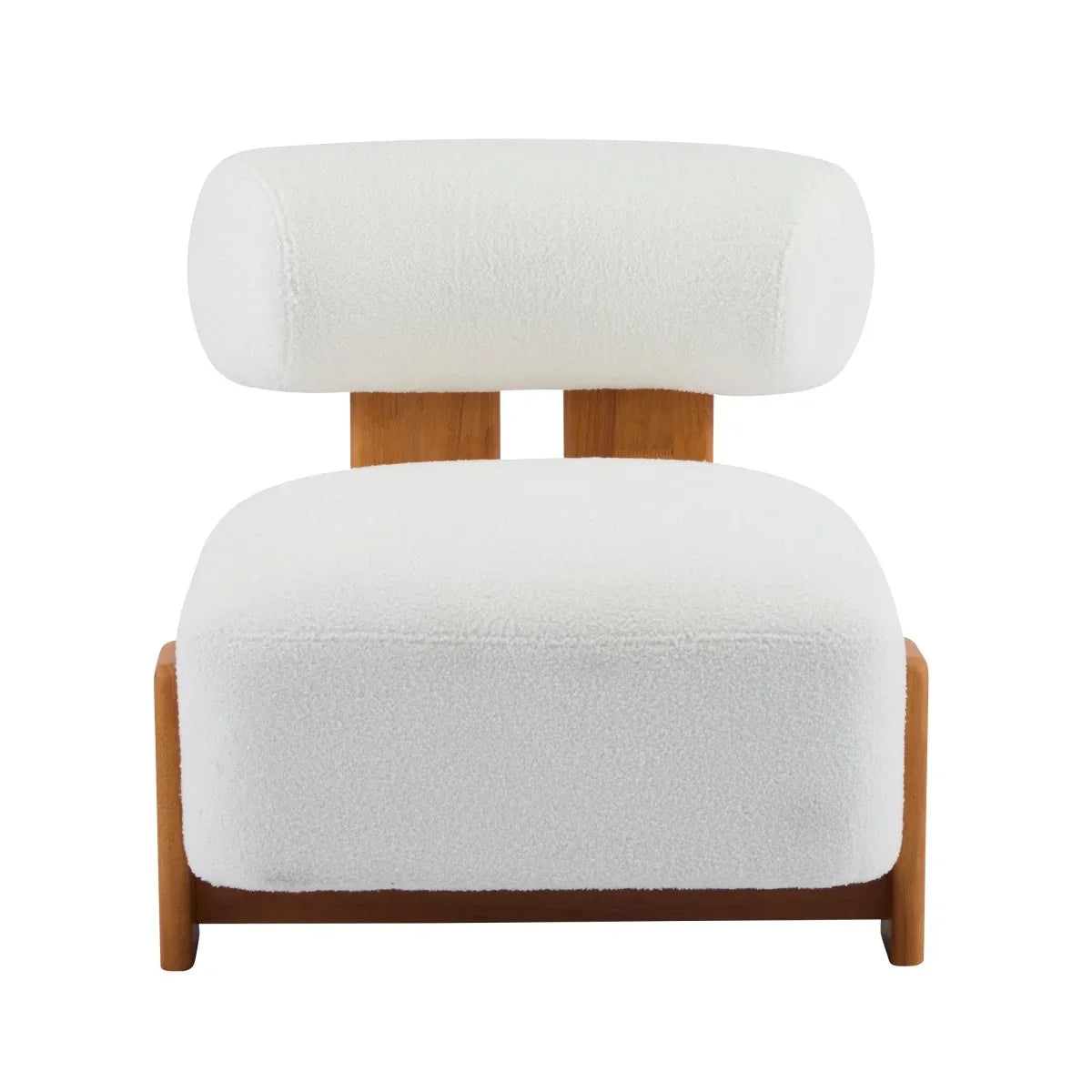 Modern Boucle Lounge Chair With Solid Wood Frame - Omega Lifestyles