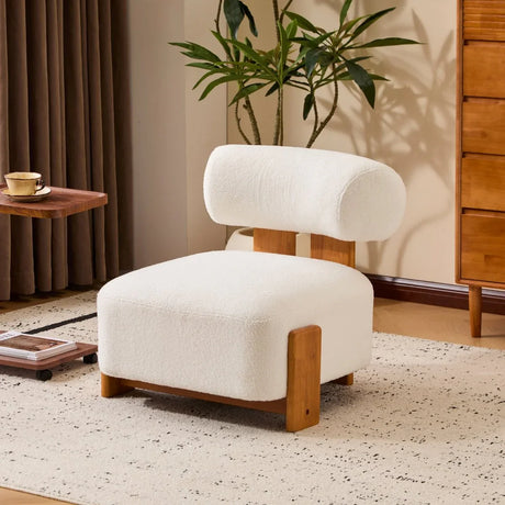 Modern Boucle Lounge Chair With Solid Wood Frame - Omega Lifestyles