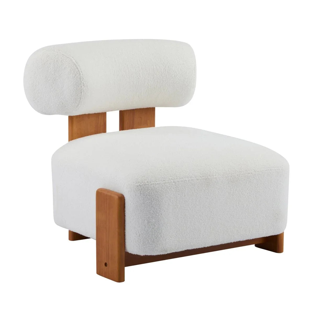 Modern Boucle Lounge Chair With Solid Wood Frame - Omega Lifestyles