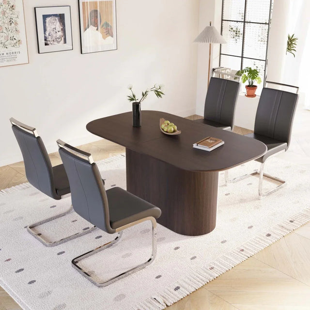 Modern Brown MDF Dining Table And PU Armless Chair Set - Omega Lifestyles