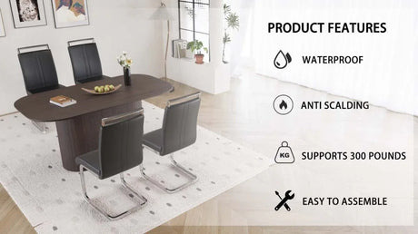 Modern Brown MDF Dining Table And PU Armless Chair Set - Omega Lifestyles