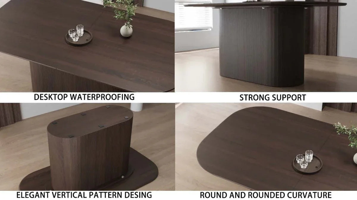 Modern Brown MDF Dining Table With PU Armless Chairs Set - Omega Lifestyles