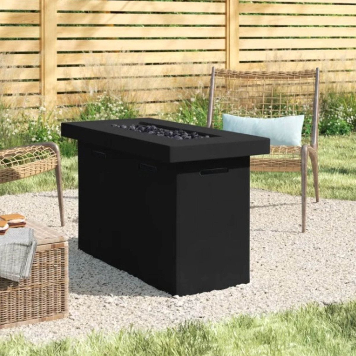 Modern Charcoal Fiber Reinforced Concrete Propane Fire Pit Table - Omega Lifestyles
