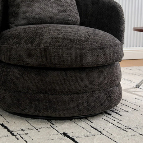 Modern Chenille 360 Degree Swivel Accent Chair With Pillow - Omega Lifestyles