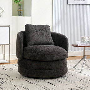 Modern Chenille 360 Degree Swivel Accent Chair With Pillow - Omega Lifestyles
