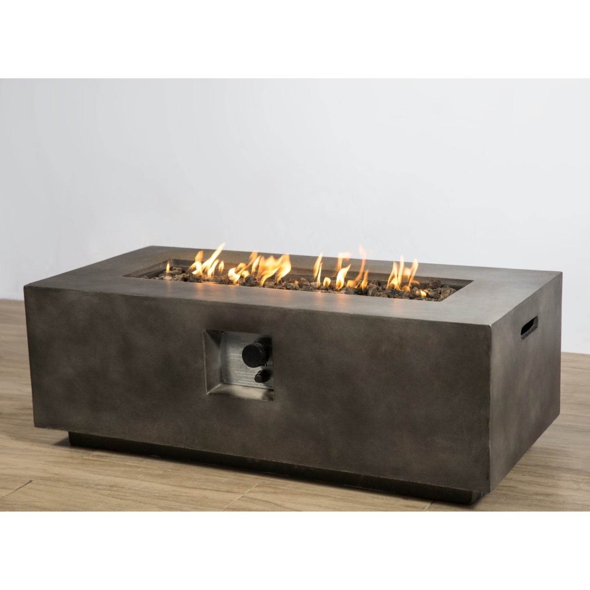 Modern Concrete Propane Gas Outdoor Fire Pit Table - Omega Lifestyles