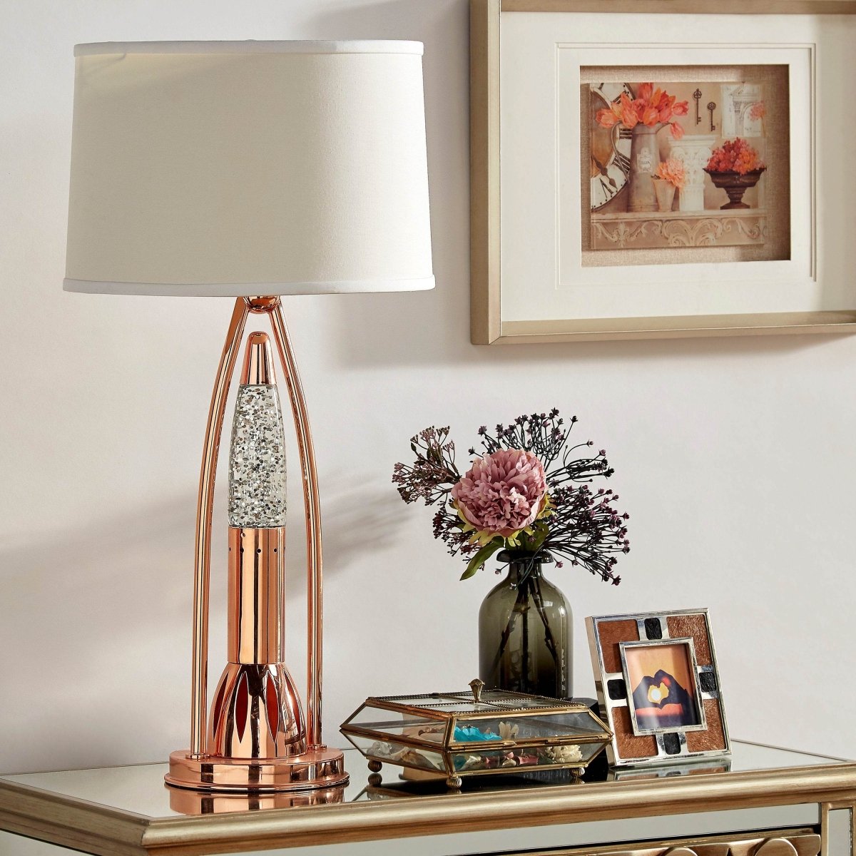 Modern Copper Finish Water Dancing Table Lamp - Sleep Galleria
