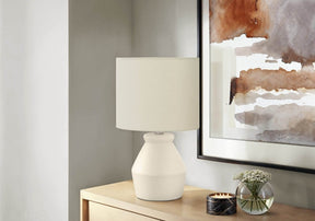 Modern Cream Ceramic Table Lamp With Ivory Shade - Omega Lifestyles