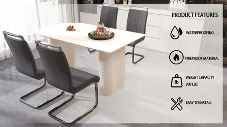 Modern Cream MDF Dining Table And PU Chairs Set - Omega Lifestyles