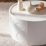 Modern Creamy White MDF Round Pedestal Side Table - Omega Lifestyles