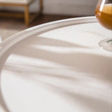 Modern Creamy White MDF Round Pedestal Side Table - Omega Lifestyles