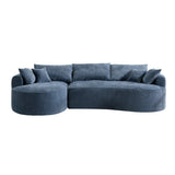 Modern Curved Blue Chenille Foam 5-Seat Sofa - Omega Lifestyles